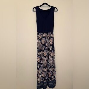 Doe & Rae Black and Floral Strapless Dress